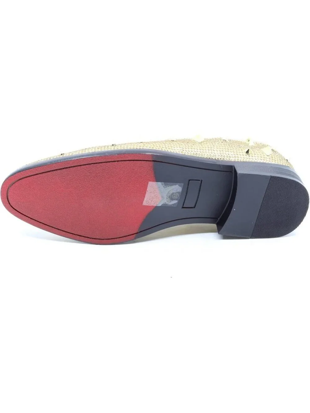 Matrocharm Men's Gold Rubber Vintage Spike Rhinestone Loafer Slip On Party Shoes